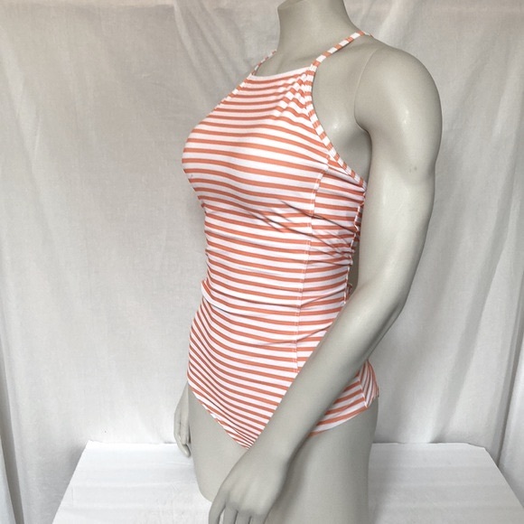 Women’s Swimming One Piece Bathing Suit Size X-LARGE Striped Orange & White NWOT - Picture 2 of 8